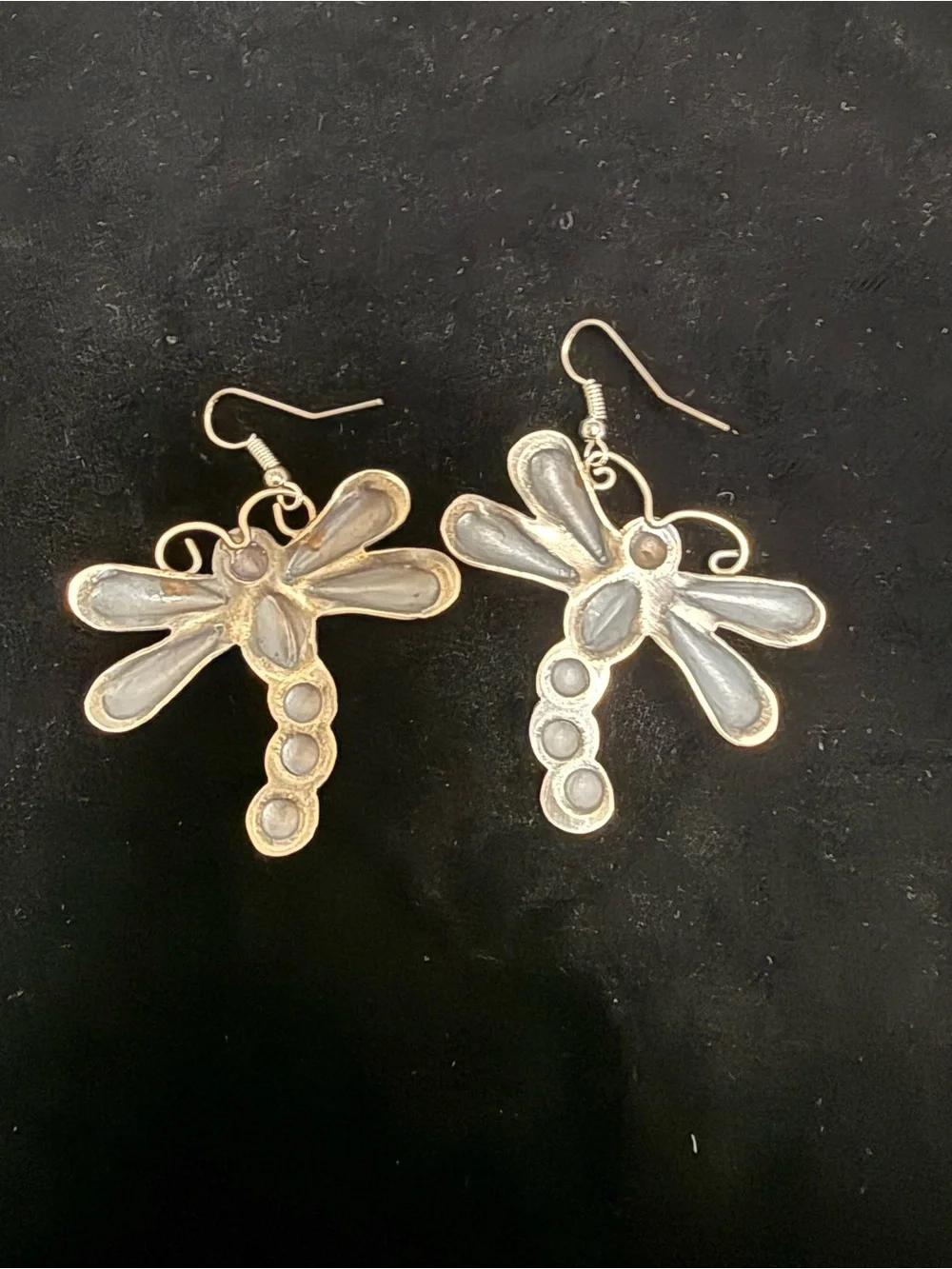 Dragonfly Dangle Earrings in Shiny Sterling Silver